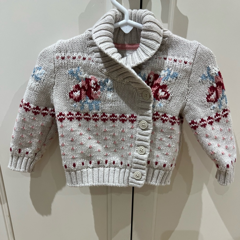 GAP Kids Knit Sweater - vintage floral Patterns 6-12m